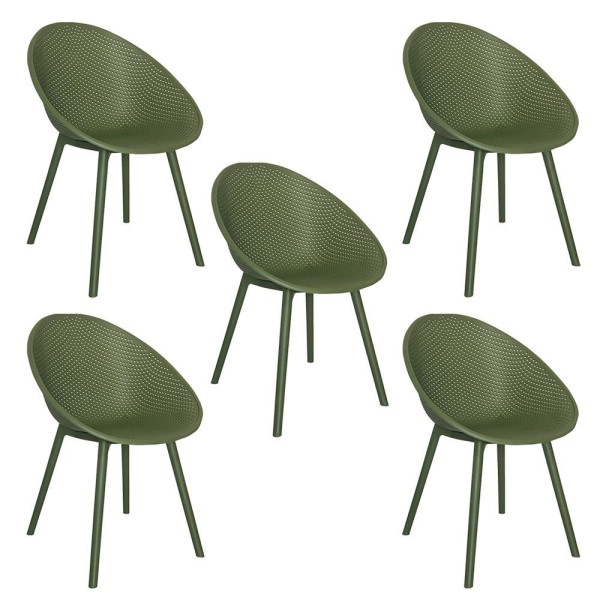 Kit 5 Cadeiras área Externa De Pp Marina Com Base Desmontável Verde G56 - Gran Belo