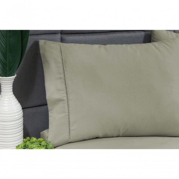 Encontraproduto.com.br - Jogo Lençol 400 Fios Ponto Palito Cama King 3pçs Poliéster - Caqui