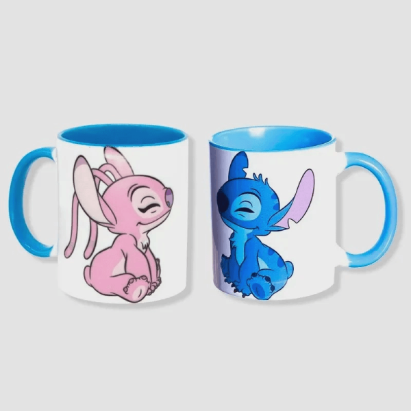 Encontraproduto.com.br - Kit Com 2 Canecas Pop Stitch Minha Metade 350 Ml