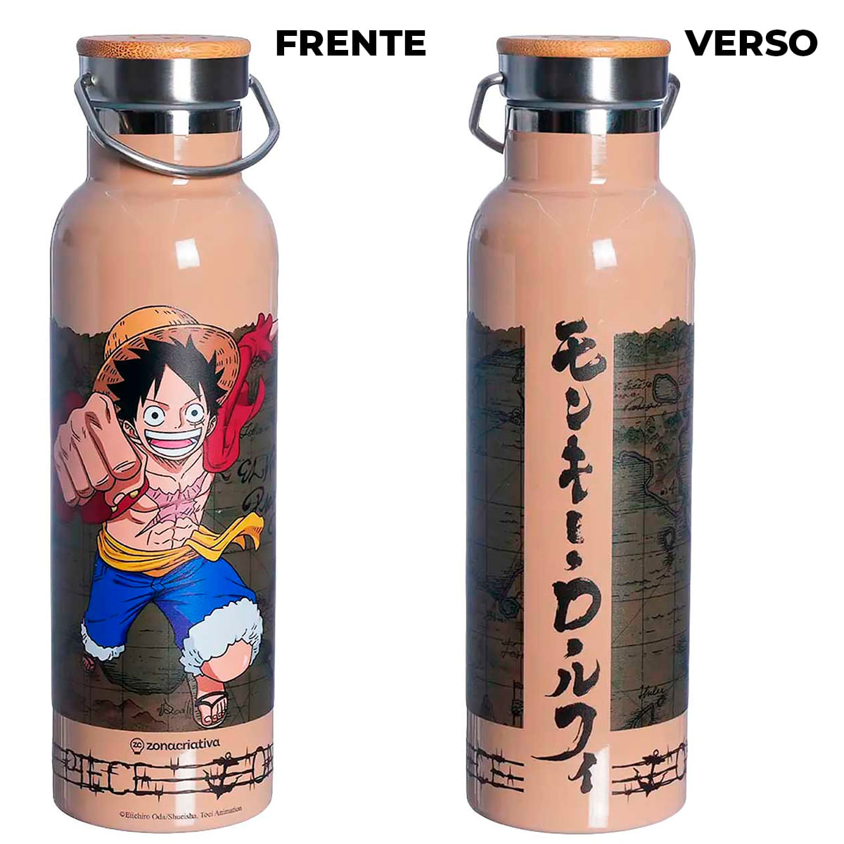Encontraproduto.com.br - Garrafa Térmica Camp Luffy One Piece 600ml em Aço Inox Zona Criativa