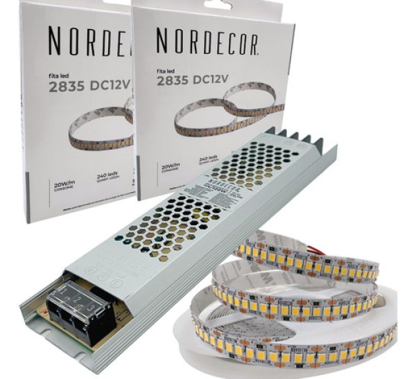 Encontraproduto.com.br - Fita De Led Nordecor Com 5 Metros Ip65 240leds-m 20w 12v 3000k Luz Amarela