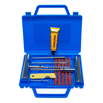Encontraproduto.com.br - Kit Reparo Pneu Moto Carro Jogo Para Conserto Remendo Frio De Pneus Sem Câmara Macarrão Maleta 12 Peças Profissional