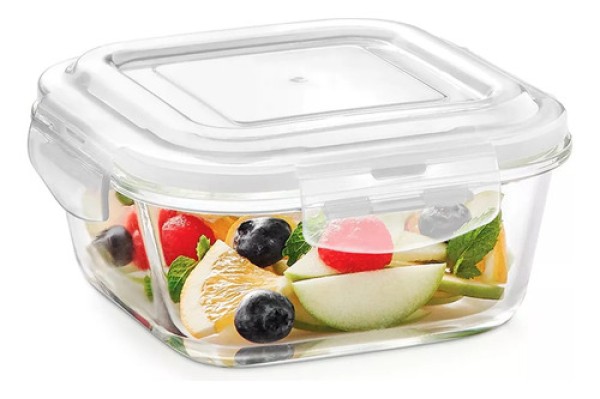 Pote Hermético Quadrado 520ml em Vidro Kehome