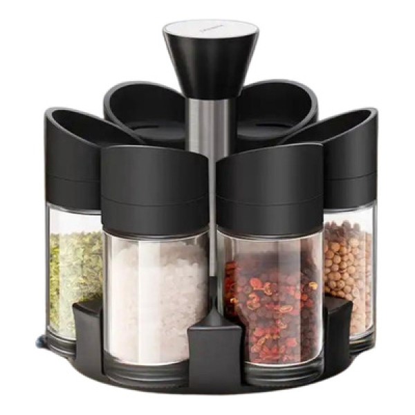 Encontraproduto.com.br - Porta Temperos Condimentos Giratório Cozinha Com 6 Potes