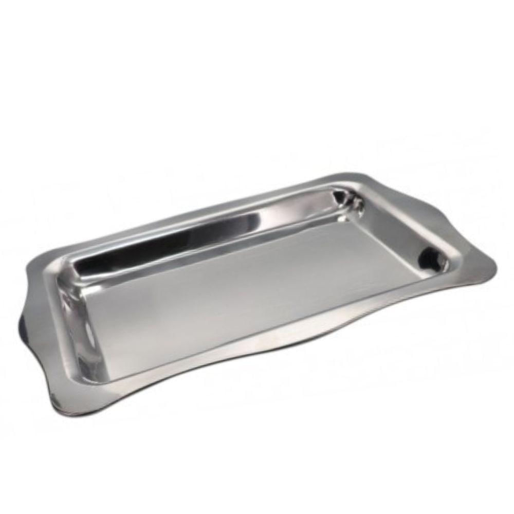 Encontraproduto.com.br - Bandeja Inox Retangular Decorativa Multiuso 42x28 Cm Servir