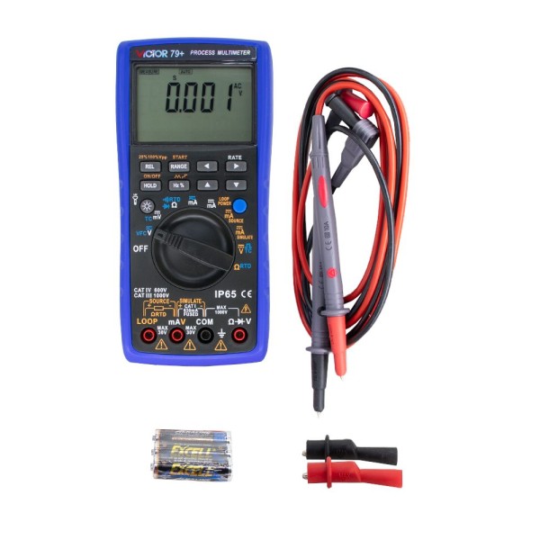 Encontraproduto.com.br - Calibrador de processo Termopar Resistência Capacitância Modo VFC (filtro de baixa frequência) Frequência diodo CAT IV 600V Victor-Ruoshui 79+