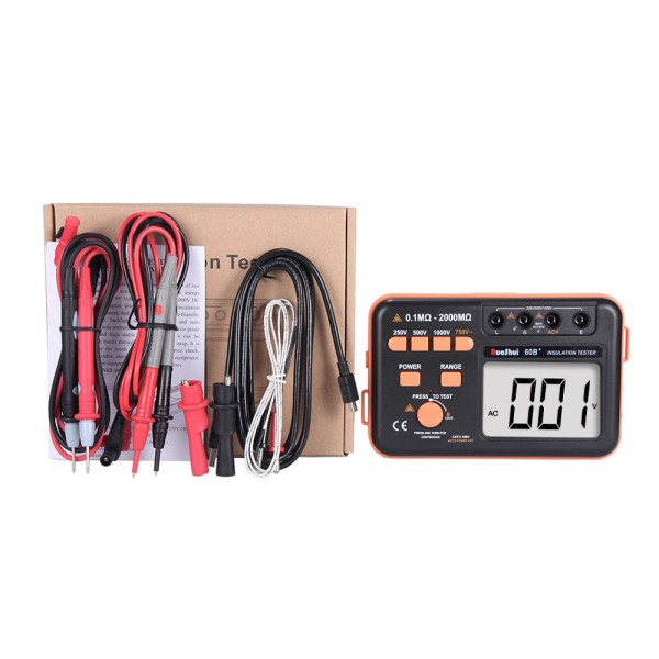 Encontraproduto.com.br - Megômetro tensão 250 V/500 V/ 750 V 1000 V precisão ± (4% de leitura ±2) Teste de resistência 0,1 a 2000 mega ohms CAT III 600 V Victor-Ruoshui 60B+