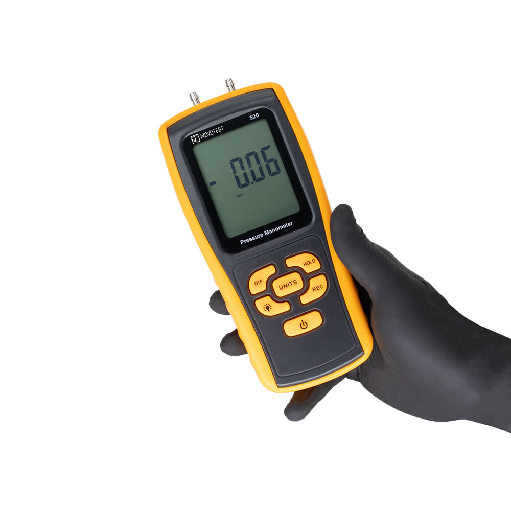 Encontraproduto.com.br - Manômetro de Pressão C/ Faixa de Medição 35kPa Unidades de Pressão Selecionáveis e Desligamento Automático NOVOTEST.BR GM520