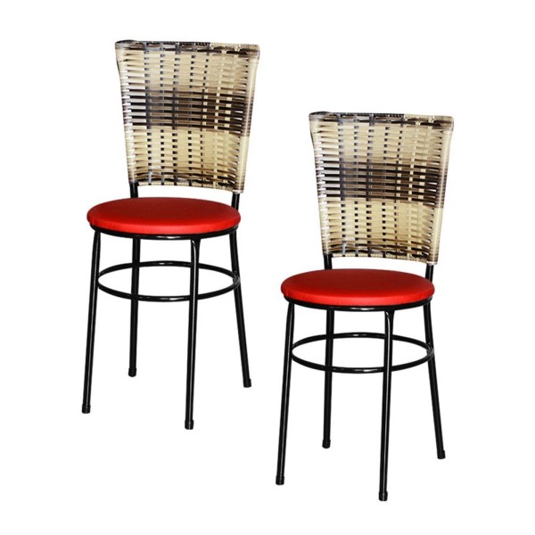 2 Cadeiras Para Mesa Preta Hawai Cappuccino Premium Cor:vermelho