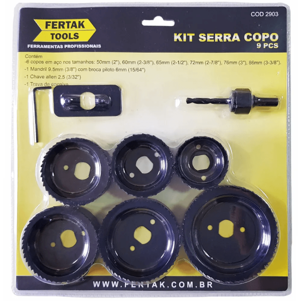 Encontraproduto.com.br - KIT SERRA COPO COM 9 PECAS FERTAK