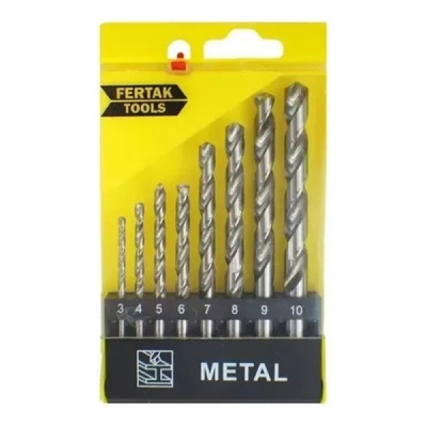 Jogo de Brocas para Metal com 8 peças 3 a 10mm 1205 - Fertak.