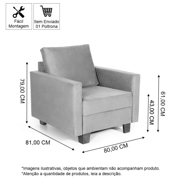 Encontraproduto.com.br - Conjunto Sofá 1,40 2 Lugares E Poltrona Plaza Azul- Straub Web