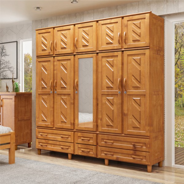 Encontraproduto.com.br - Guarda-roupa Casal 10 Portas 6 Gavetas Com Espelho Em Madeira Berlin Mel - Cavazotto