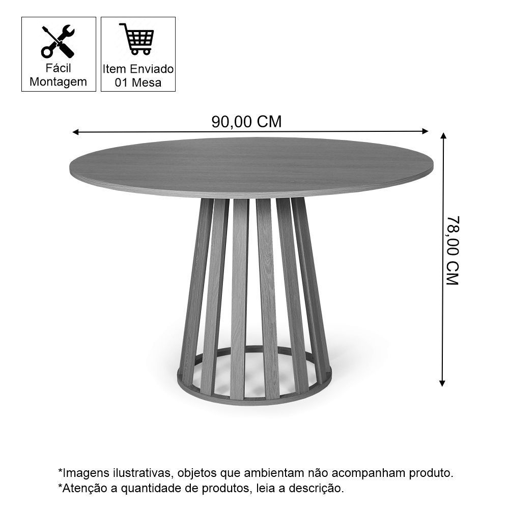 Mesa De Jantar RedondaLugares 90cm Em Mdf Gabi PretaStraub Web