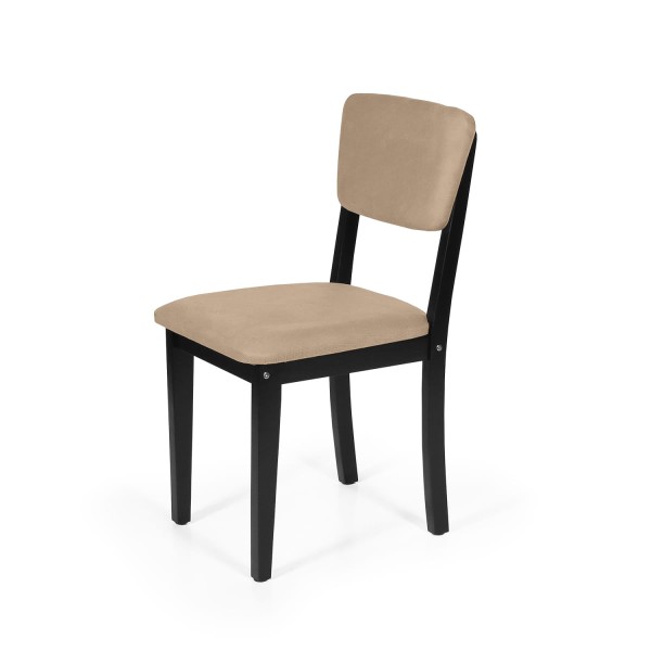 Encontraproduto.com.br - Mesa De Jantar Redonda Gabi Noronha Com 4 Cadeiras Estofadas Ella Preto/bege