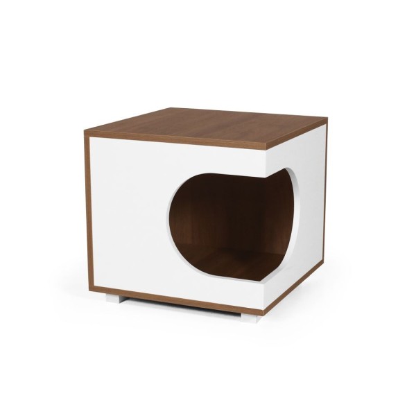 Encontraproduto.com.br - Mesa de Cabeceira Casinha Pet Cachorro com Almofada Noa Branco/Noronha