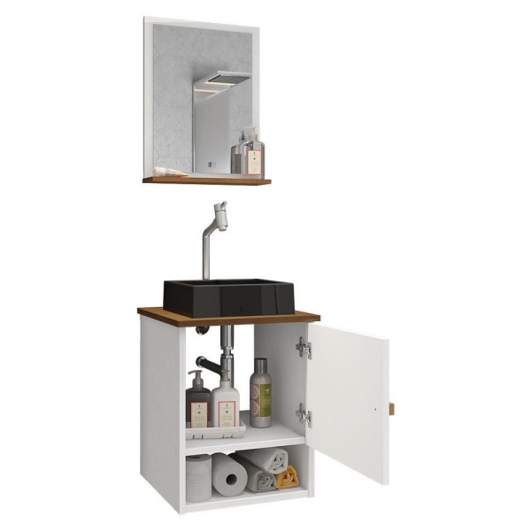 Encontraproduto.com.br - Gabinete Banheiro Lima Cuba Tulipa Pto Torneira Dl08 Val Abs Branco/carrara/nature Branco/carrara/nature