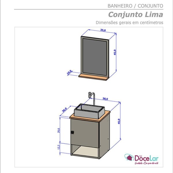 Encontraproduto.com.br - Gabinete Banheiro Lima Cuba Tulipa Pto Torneira Dl08 Val Abs Branco/carrara/nature Branco/carrara/nature