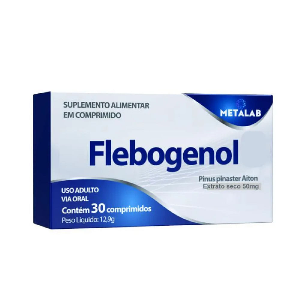 Encontraproduto.com.br - Flebogenol Pinus Pinaster 50mg Caixa Com 30comp Metalab
