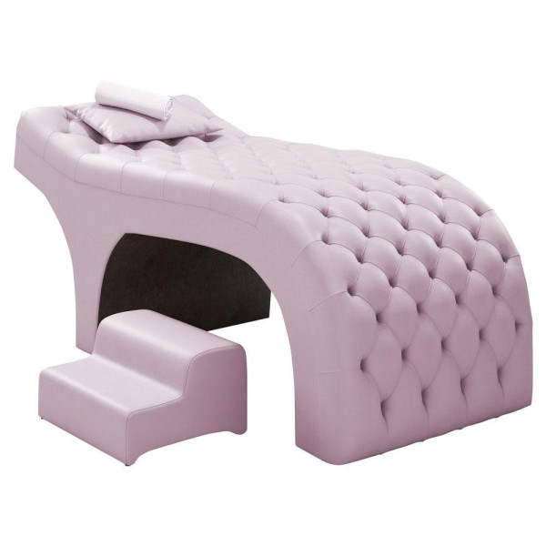 Maca Salão De Beleza E Puff 190X60Cm Suede Rosa Bebê