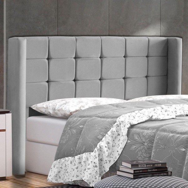 Encontraproduto.com.br - Cabeceira Cama Box Casal Queen Size Gioconda 160cm Com Frame Veludo Cinza - Desk Design