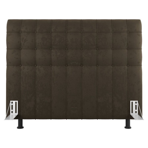 Encontraproduto.com.br - Cabeceira Cama Box Casal King Size Dahlia 195Cm Com Frame Suede Marrom - Abmaza