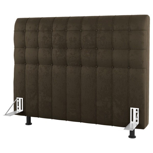 Encontraproduto.com.br - Cabeceira Cama Box Casal King Size Dahlia 195Cm Com Frame Suede Marrom - Abmaza