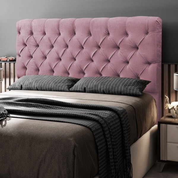 Encontraproduto.com.br - Cabeceira Cama Box Casal Lylla 140cm Capitonê Com Frame Veludo Rosê - Abmaza