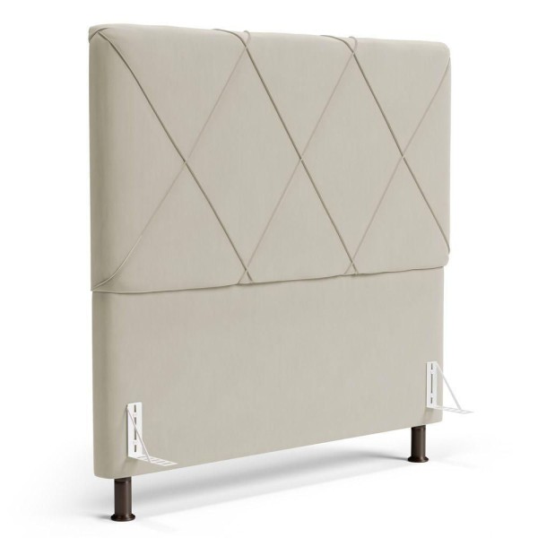 Encontraproduto.com.br - Cabeceira Cama Box Casal King Size Mel 195cm Com Frame Veludo Bege - Desk Design