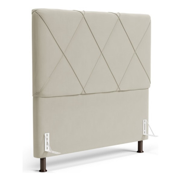 Encontraproduto.com.br - Cabeceira Cama Box Casal King Size Mel 195cm Com Frame Veludo Bege - Desk Design