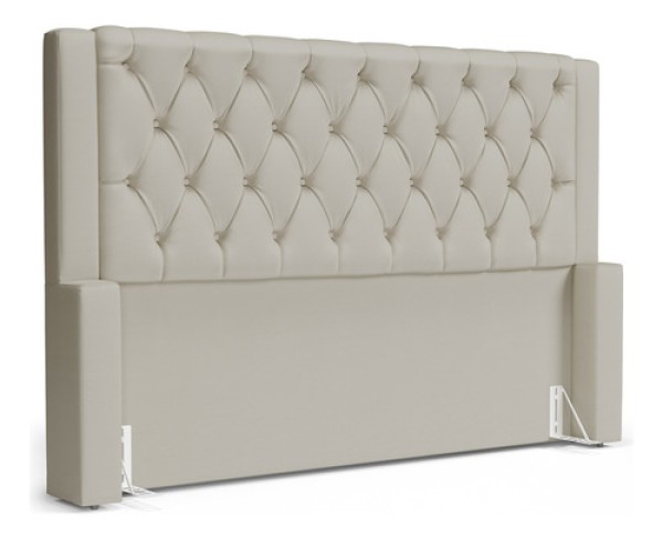 Cabeceira Atena Para Cama Box Casal Padrão 140cm Capitonê Com Frame Sintético Bege - Desk Design