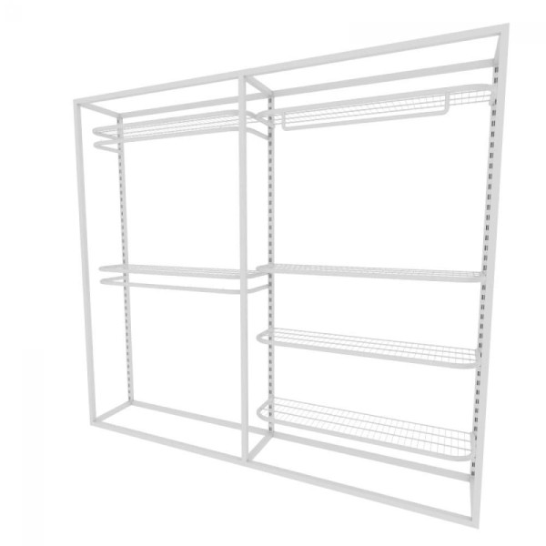Arara Closet, Estilo Industrial, Guarda Roupas Aberto Com 10 Peças Branco Fbbrb108