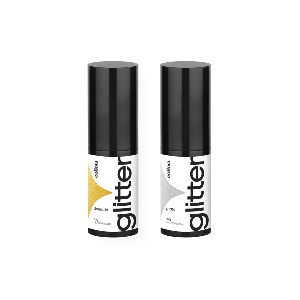 KIT PET DUO GLITTERS PRATA E DOURADO COLLORA (2 ITENS)