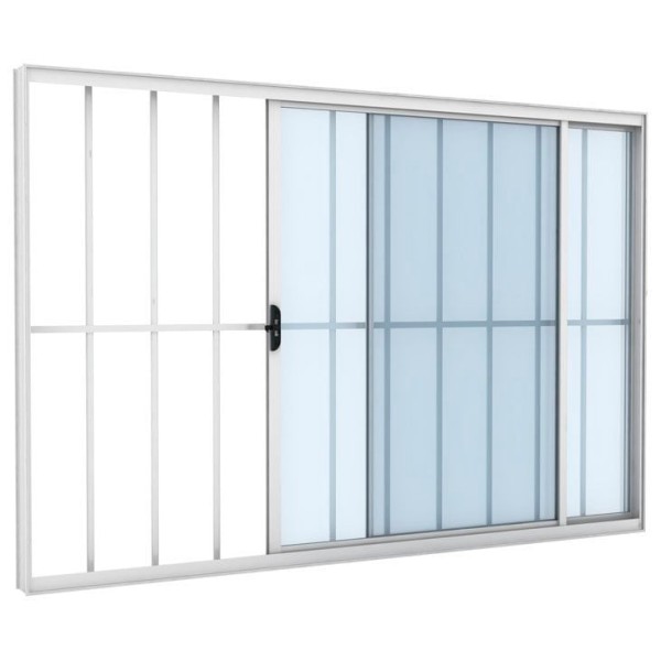 Encontraproduto.com.br - JANELA VITRO 2 FOLHAS COM GRADE ALUMINIO BRANCO - 1.00 (A) X 1.20 (L)