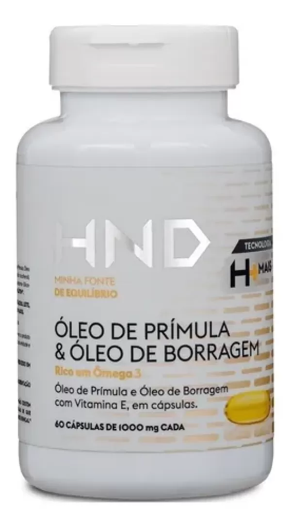 Suplemento Alimentar Óleo de Prímula, Borragem & Vitamina E 60 Cápsulas HND
