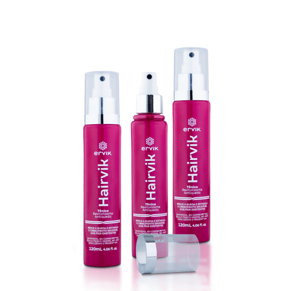Kit com 3 Tônico Capilar Fortalecimento de Fios e Antiquedas Cabelos Médios e Longos Hairvik Sweet 120ml - Ervik