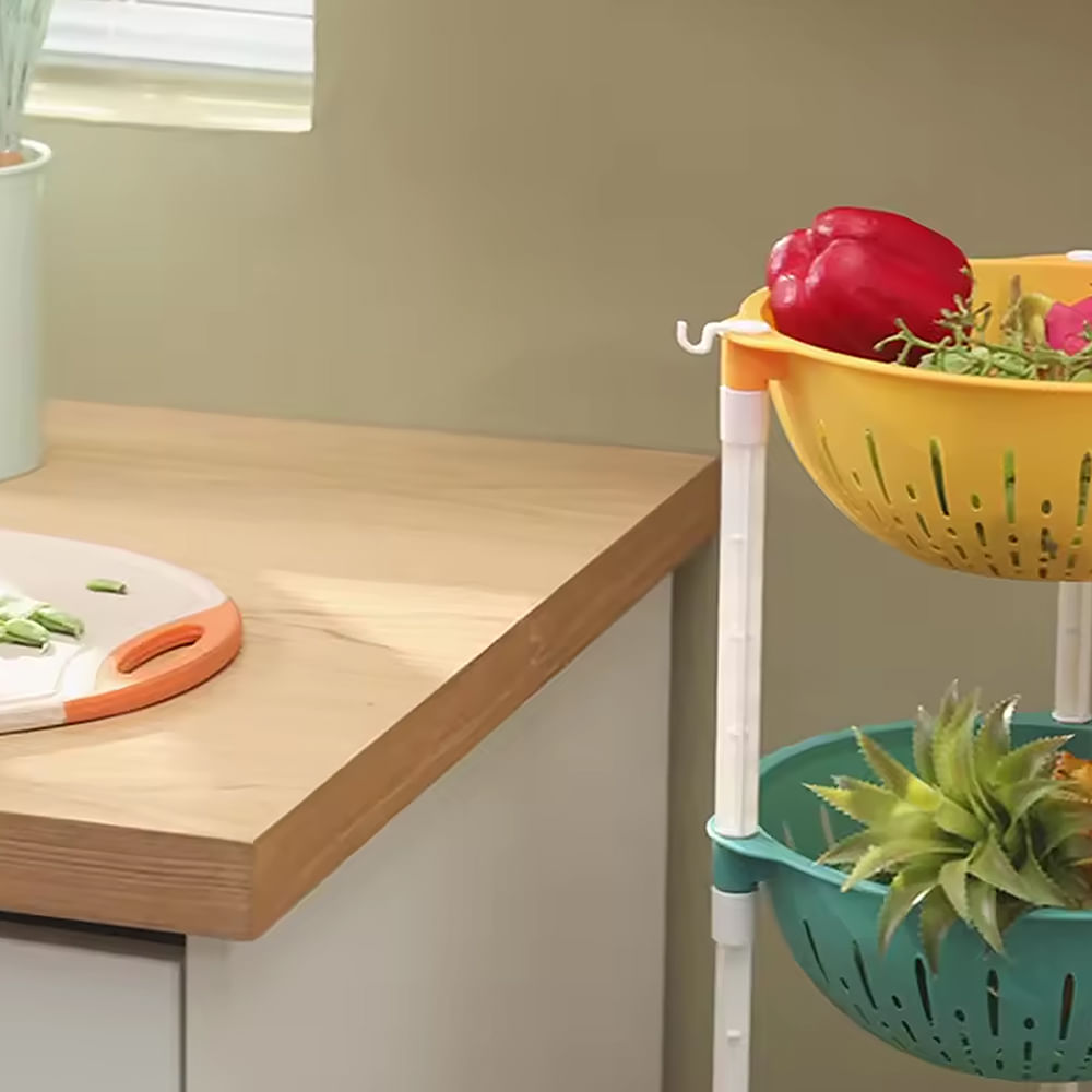 Encontraproduto.com.br - Fruteira Organizadora Colorida Com 4 Divisórias Para Até 20 Kg