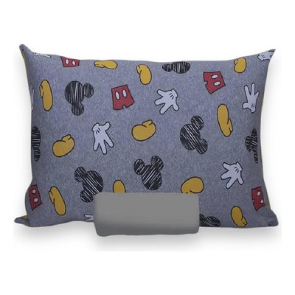 Kit Cama Play Solteiro Mickey Icons Cinza 2pçs - PORTALLAR