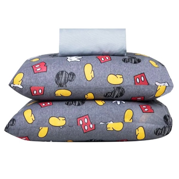 Encontraproduto.com.br - Jogo de Cama Portallar Casal Malha Mista Disney Mickey Icones 3 Pçs Cinza