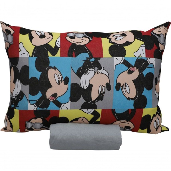 Jogo De Lençol 2 E 3 Peças Portallar Disney Mickey Glasses-cinza Solteiro