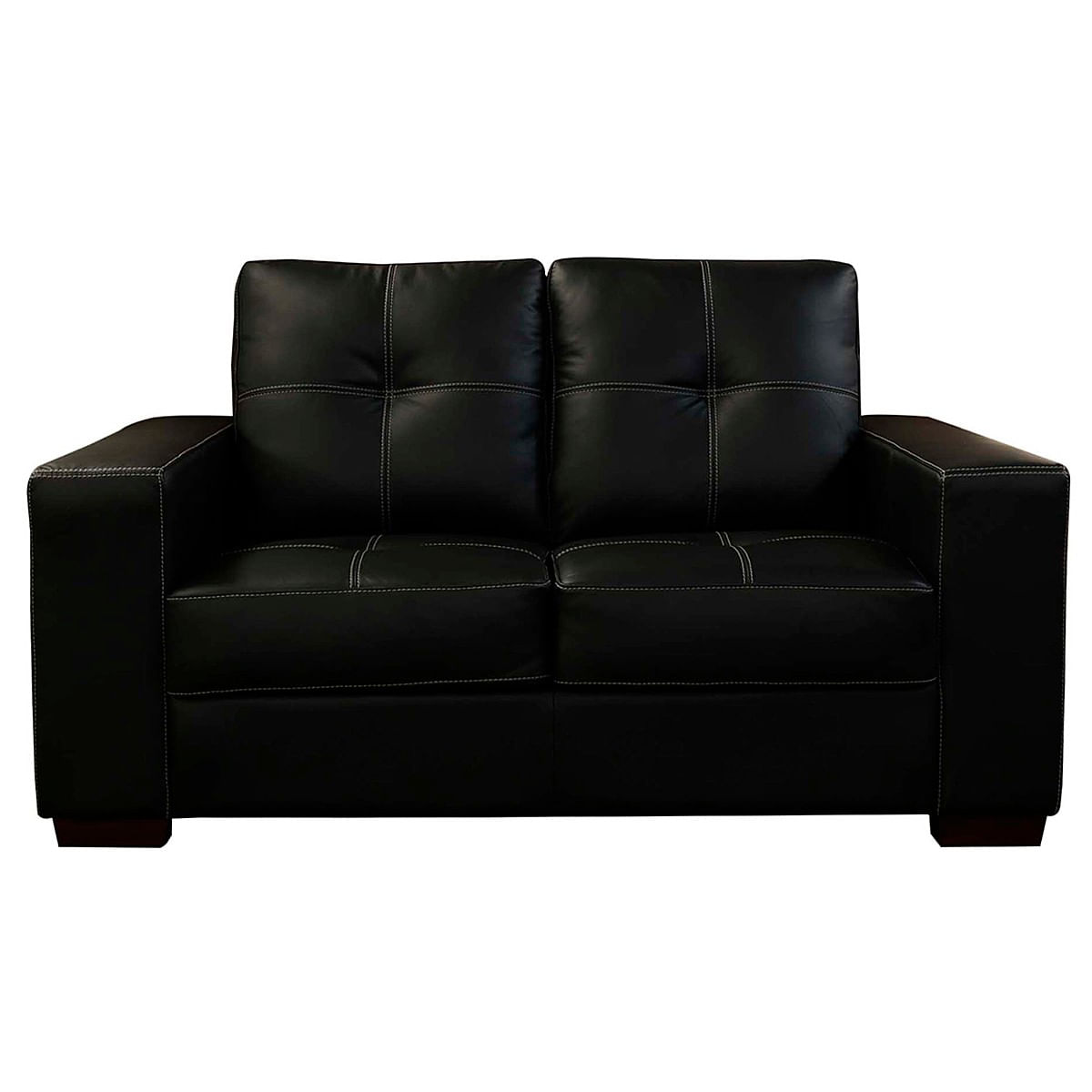 Sofá de Couro 2 Lugares Paris 164cm M06 Cor Preto 450 - ADJ DECOR