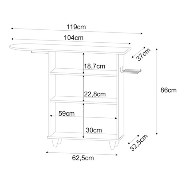 Encontraproduto.com.br - Tábua De Passar Com Balcão 01 Porta Alice Castanho 119Cm