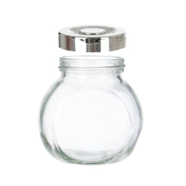 Encontraproduto.com.br - Kit 3 Porta Temperos Em Vidro Com Tampa Metálica Prata 170ml - Drossi