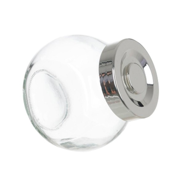 Encontraproduto.com.br - Kit 3 Porta Temperos Em Vidro Com Tampa Metálica Prata 170ml - Drossi
