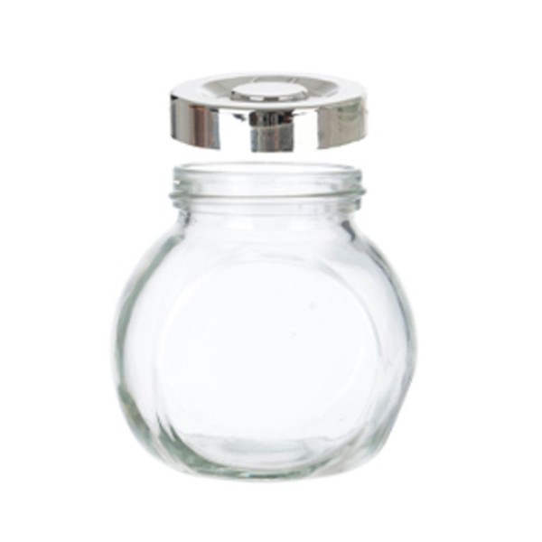 Encontraproduto.com.br - Kit 3 Porta Temperos Em Vidro Com Tampa Metálica Prata 170ml - Drossi