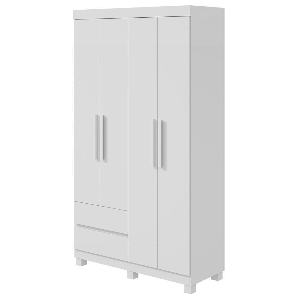 Encontraproduto.com.br - Guarda Roupa Zeus 4 Pts Com Pés Sem Espelho Branco Lopas