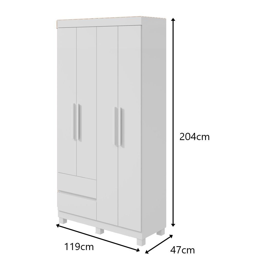 Encontraproduto.com.br - Guarda Roupa Zeus 4 Pts Com Pés Sem Espelho Branco Lopas