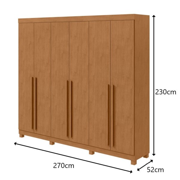 Encontraproduto.com.br - Guarda-roupas Casal Bertha 6 Portas 4 Gavetas Sem Espelho Com Pés Amendoa Clean