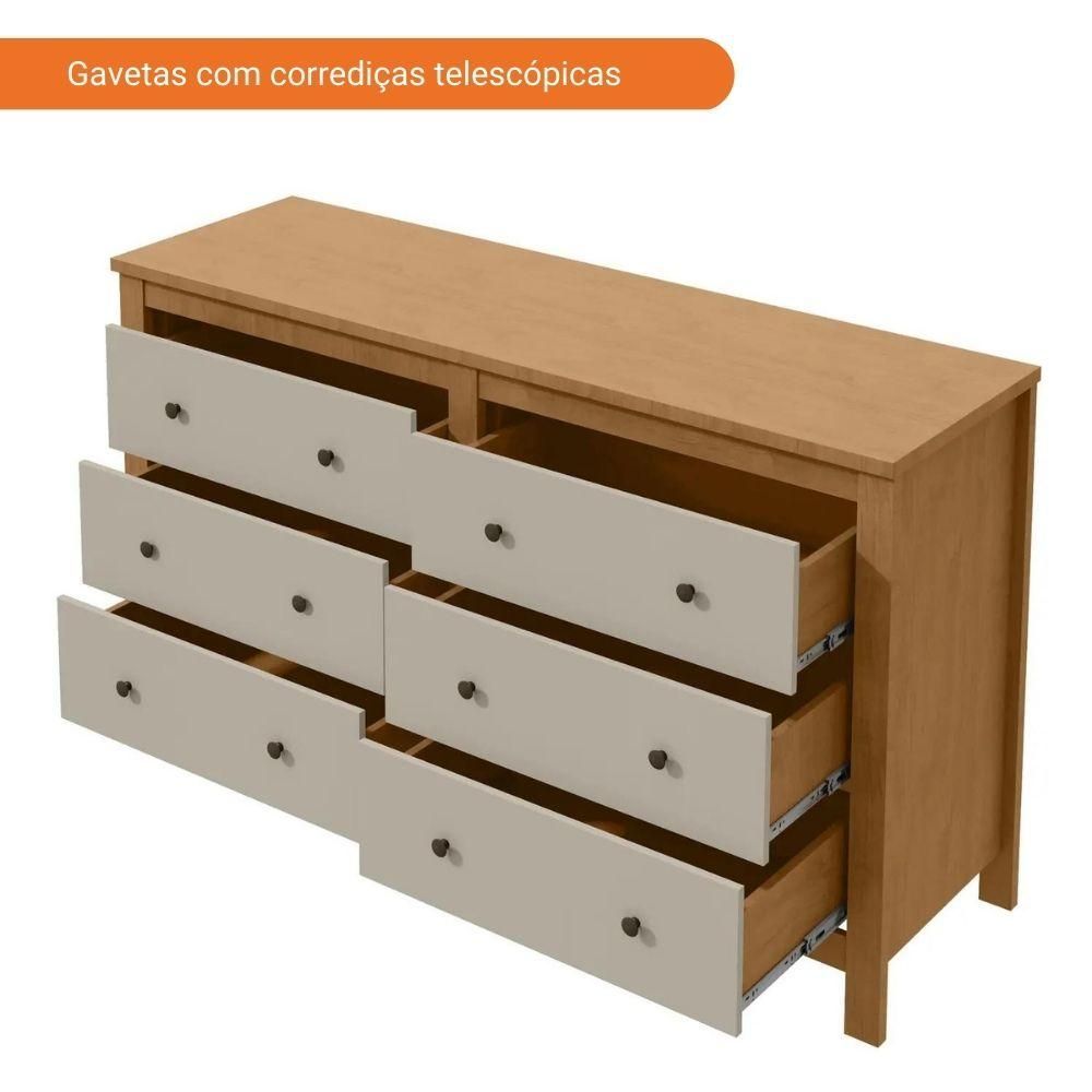 Encontraproduto.com.br - Cômoda Maggiore Lopas com Corrediça Telescópica - Amendoa/Off White