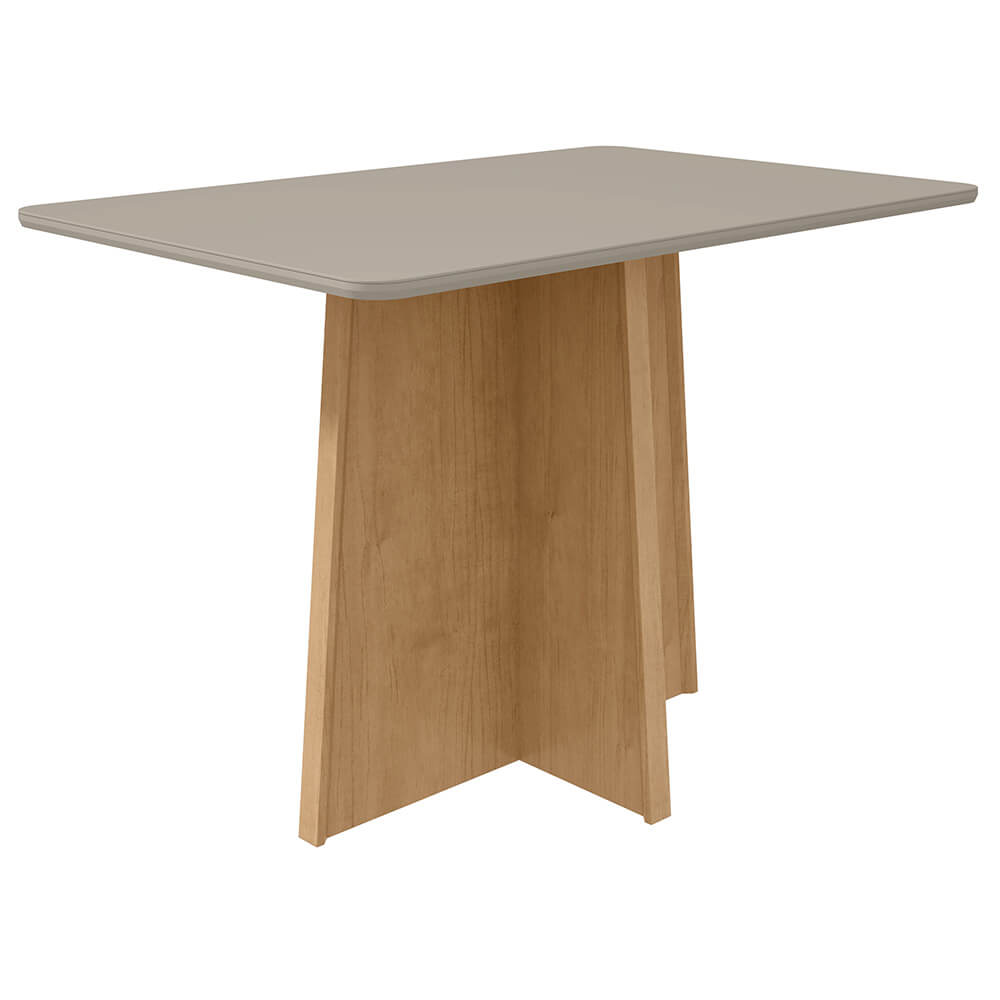 Encontraproduto.com.br - Mesa Lopas Celebrare 120x80cm com Tampo de Vidro - Amêndoa/Off White